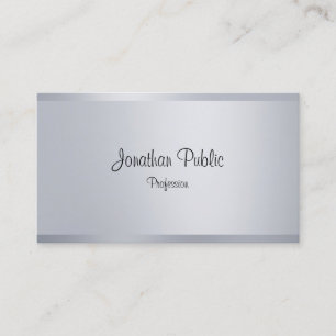 Modern Falsk Silver Elegant Handskriven Skripttext Visitkort