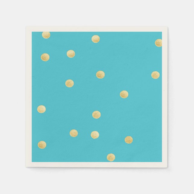 Modern, Falskt Guld Glitter Prickar, Blå Pappersservett (Framsidan)