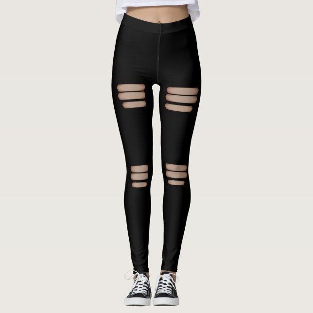 Modern falskt svart med trasiga effekter leggings (Framsida)