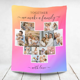Modern familj 14 fotokollage fleecefilt