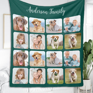 Modern familj 16 anpassad fotopatsamling i Färg Fleecefilt