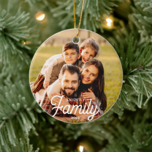 Modern familj 2 Photo Namn Anpassningsbar Färg Julgransprydnad Keramik