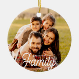 Modern familj 2 Photo Namn Anpassningsbar Färg Julgransprydnad Keramik