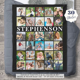 Modern familj 30 Photo Collage Black Fleecefilt