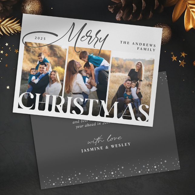 Modern familj 3 Photo Collage jul Julkort (Skapare uppladdad)