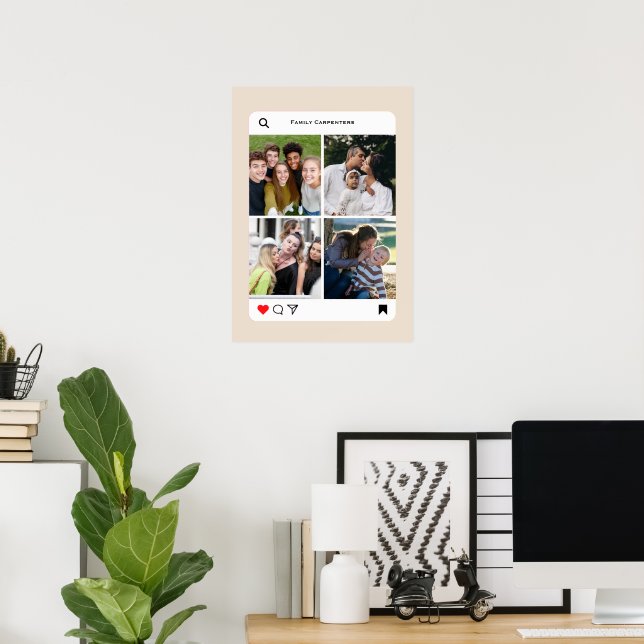 Modern familj 4 bilder enkel instagram stil poster (Hemmakontoret)
