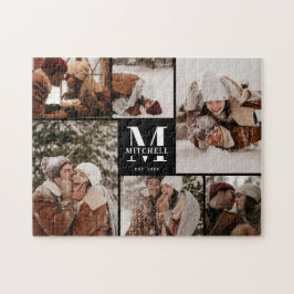 Modern familj 6 - Svart nyckelspel för fotokollage Pussel