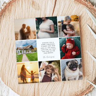 Modern familj 8 Photo Collage jul Square Julkort