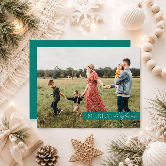 Modern Familj Foto Minimalistisk Julkort