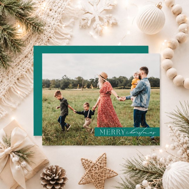 Modern Familj Foto Minimalistisk Julkort (Modern Family Photo Minamalist Christmas Card)