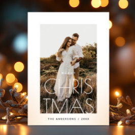 Modern Familj Hälsning. Minimalistiskt julfoto Julkort