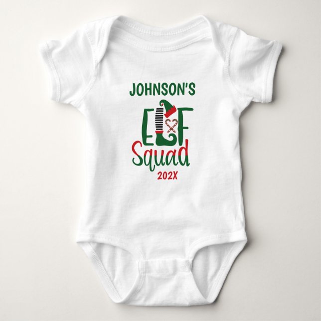 Modern familj matchande Elf Squad-jul T Shirt (Framsida)
