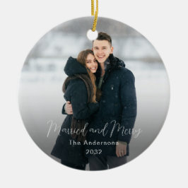 Modern familj Namn år - foto, gift Merry Julgransprydnad Keramik