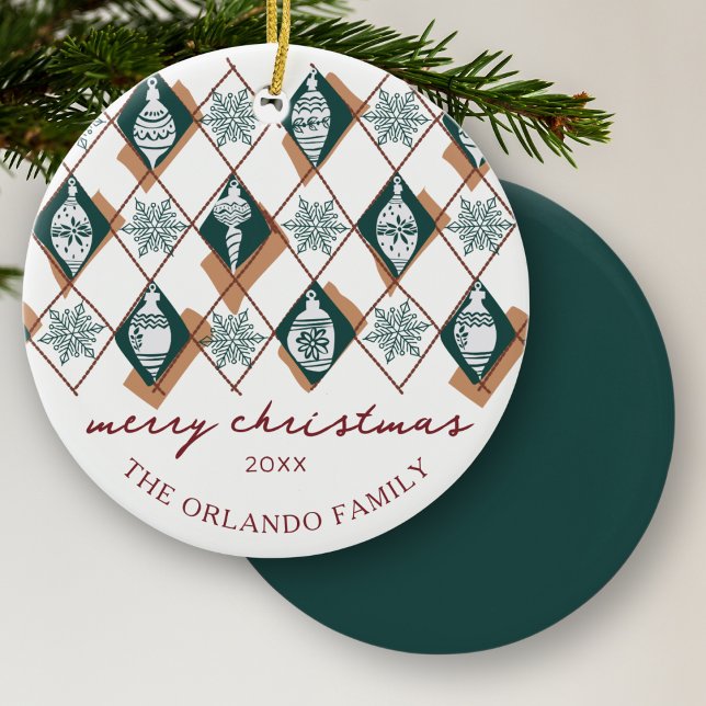 Modern Familj Namn God jul Helgdag Julgransprydnad Keramik (Skapare uppladdad)