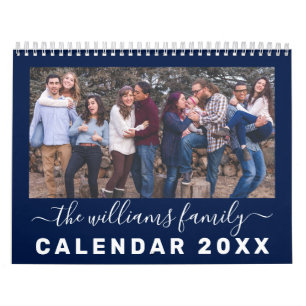 Modern familj och Elegant citerar 12 månaders foto Kalender