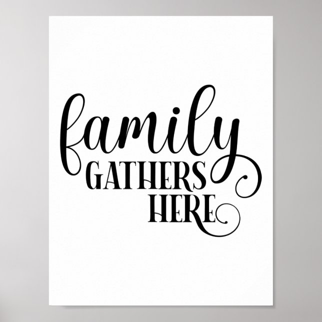 Modern familj samlar här citattypgrafi poster (Framsidan)