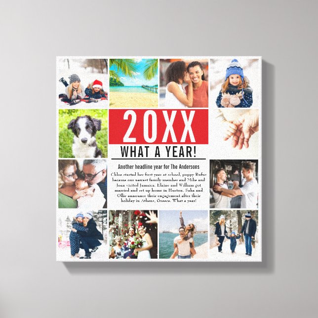 Modern familjeår i recension 12 Photo Collage Canvastryck (Framsida)