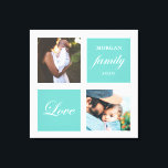 Modern familjefärg-pastellmonogram canvastryck<br><div class="desc">Pastel färg palette två fotanpassade väggkonst med eleganten "kärlek" och "familj" och ditt eget monogram och datum. Fin personlig,  dekordekoraccent</div>