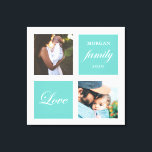 Modern familjefärg-pastellmonogram canvastryck<br><div class="desc">Pastel färg palette två fotanpassade väggkonst med eleganten "kärlek" och "familj" och ditt eget monogram och datum. Fin personlig,  dekordekoraccent</div>