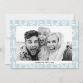 Modern familjefärgad kärlek-blå foto alla hjärtans julkort