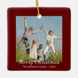 Modern familjefästande julfoto julgransprydnad keramik