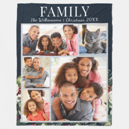 Modern familjefästerfoto Collage Navy Blue Fleecefilt