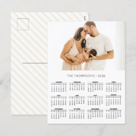 Modern familjefoto 2026-kalender 12 månader helg vykort