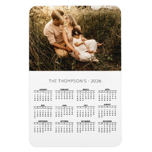 Modern familjefoto 2026-kalender 12 månader magnet
