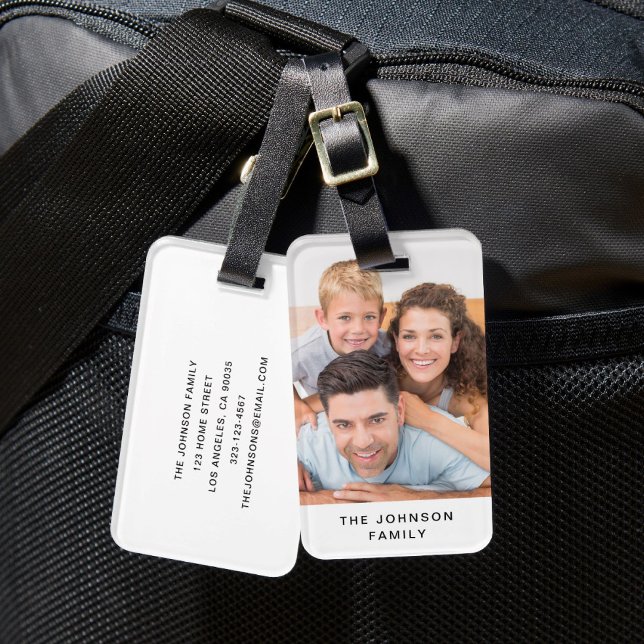 Modern familjefoto bagagebricka (Modern Family Photo Luggage Tag)