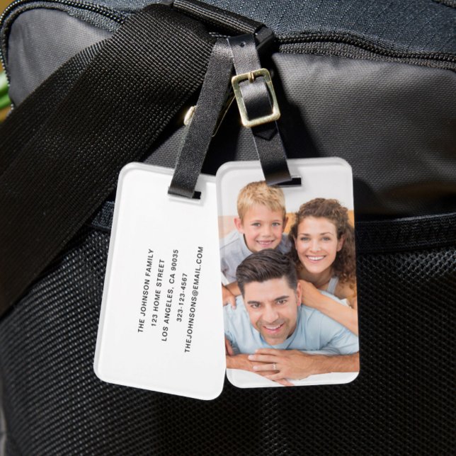 Modern familjefoto bagagebricka (Modern Family Photo Luggage Tag)