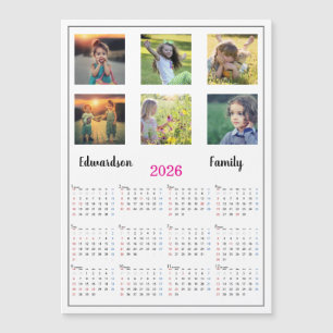 Modern familjefoto collage magnetisk 2026 kalender