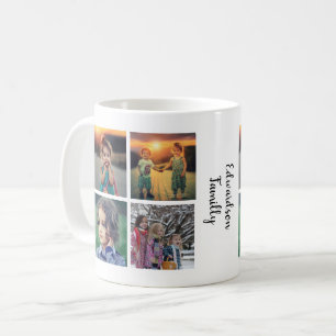 Modern familjefoto collage monogramnamn kaffemugg
