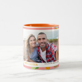 Modern familjefoto för Elegant Modern Påskägg Två-Tonad Mugg