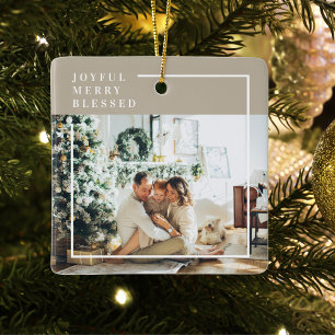 Modern familjefoto Glatt sammanslagning - välsig Julgransprydnad Keramik