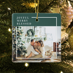Modern familjefoto Glatt sammanslagning - välsig Julgransprydnad Keramik