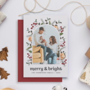 Modern familjefoto jul julrosor apelsiner julkort
