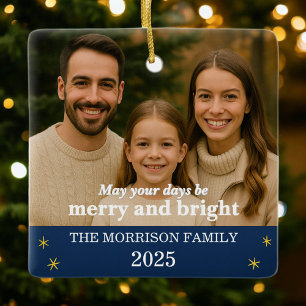 Modern familjefoto julgransprydnad keramik