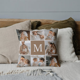 Modern familjefoto med initialt kudde