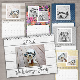 Modern familjefoto med mönster - 17 bilder kalender