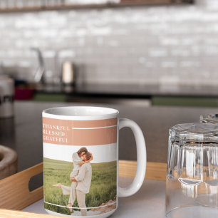 Modern familjefoto Tack och lov tacksam välsigna Kaffemugg