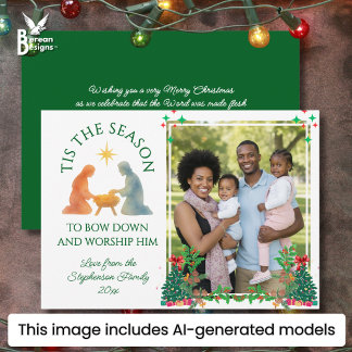 Modern familjefoto TIS THE SEASON Jul Julkort