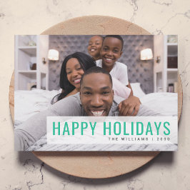 Modern familjefoto | Vibrant Grönt jul Julkort