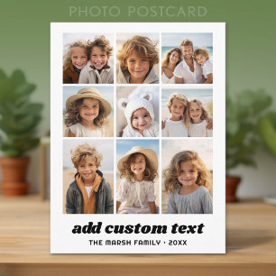 Modern Familjefotocollage 9 Bilder Vit Minimalisti Vykort
