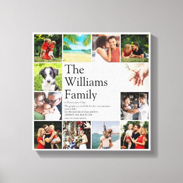 Modern familjefotocollage  canvastryck (Framsida)