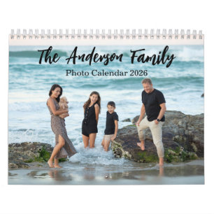 Modern familjefotocollage kalender