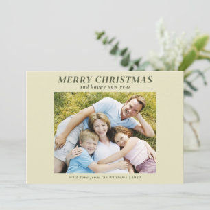 Modern familjefotojul - beige julkort