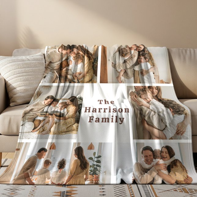 Modern familjefotokollage Flygtäcke Fleecefilt (Skapare uppladdad)