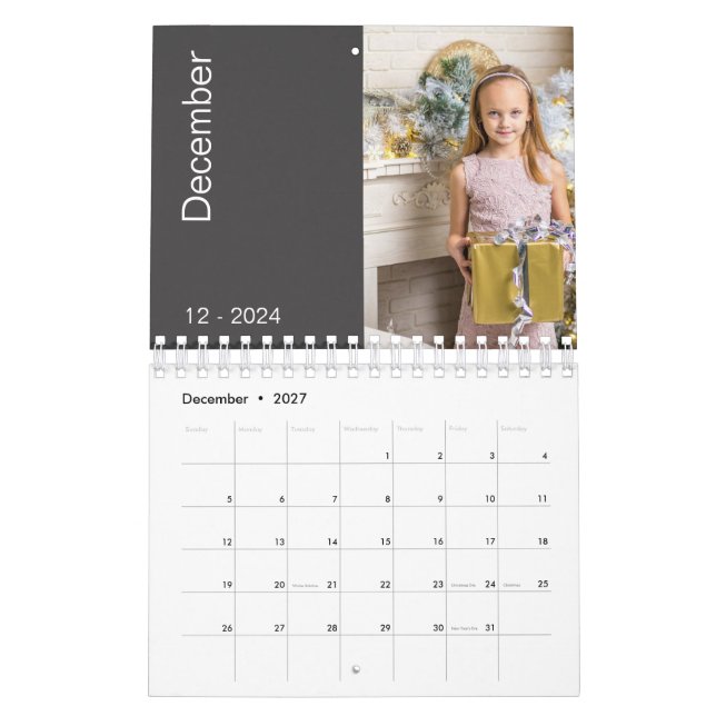 Modern familjefoton 2024-kalender och Trendig Kalender (Dec 2027)