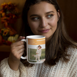 Modern familjefotställning och Happy thanksgiving Kaffemugg