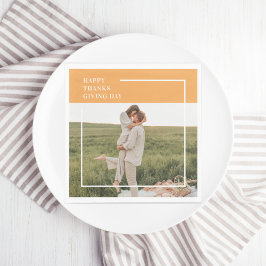Modern familjefotställning och Happy thanksgiving  Pappersservett